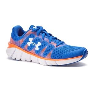 blue and orange Under Armour Jettison tennis shoes